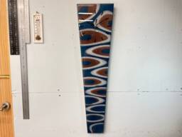 70cm Long Narrow Dark Blue & Copper Abstract Resin Wall Clock, Modern Unusual Home Decor - thumbnail 1
