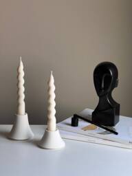 Round Jesmonite Candlestick Holder Minimalist Table Decor - thumbnail 1