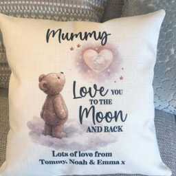 Personalised Mummy, Love You To The Moon & Back Cushion, Mothers Day Gift, Mummy Birthday New Mum - thumbnail 3