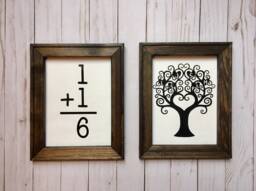 Family Gallery Wall Set - Tree Flashcard Reverse Canvas Sign Rustic Farmhouse Decor Housewarming Mother's Day Gift - thumbnail 1