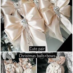 Christmas Beige 3.15''decorations, Christmas Balls , Xmas Silk Balls, Decoration For Home Tree/Holiday Ornament - thumbnail 2