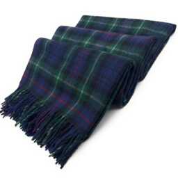 Mackenzie Tartan Wool Knee Blanket, Green & Navy Check Pattern, 185x77cm, Scottish Made, Fringed Edges - thumbnail 3