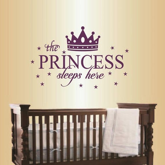 In-Style Decals Wall Vinyl Decal Home Decor Art Sticker Princess Sleeps Here Phrase Crown Stars Baby Girl Nursery Room Removable Design 1659 - image 1