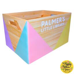Personalised Wooden Book Crate, Nursery Storage Box, Kids Library - thumbnail 1