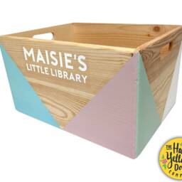 Personalised Wooden Book Crate, Nursery Storage Box, Kids Library - thumbnail 3