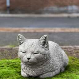 Concrete Cat Garden Statue Outdoor Kitten Decoration Stone Pet Sculpture Handcrafted Kitty Ornament Cement Memorial Yard Art Lover Gift - thumbnail 1