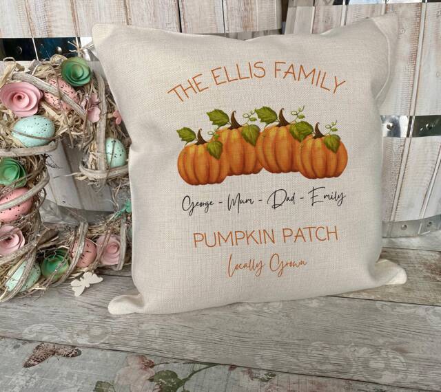 Personalised Pumpkin Cushion, Autumn Home Decor, Autumnal Accessories, Cushion Cover, in The Uk, Family - image 1