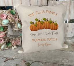 Personalised Pumpkin Cushion, Autumn Home Decor, Autumnal Accessories, Cushion Cover, in The Uk, Family - thumbnail 1