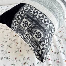 Handmade Hmong Hemp Pillow Cover Ethnic Tribal Embroidery - 16x26 - thumbnail 4