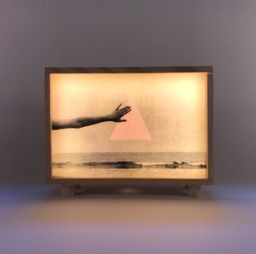 Original Sea Collage in Pinewood Light Box, Night Led Lamp, Wooden Lightbox, Lightbox. #sea - thumbnail 1