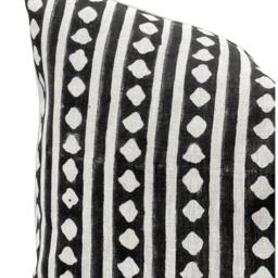 Designer Black Stripes On Natural Linen Pillow Cover, & White Cover, Boho Pillow, Decorative Throw Striped Pillow - thumbnail 2