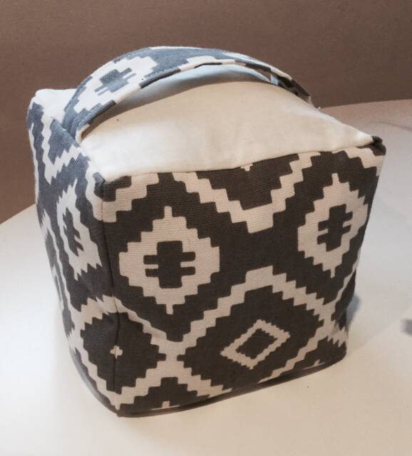 Modern Nazca Grey & White Geometric South American Inspired Pattern Fabric Door Stop Holder Home, Office - image 1