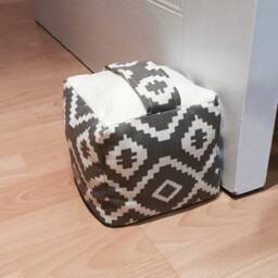 Modern Nazca Grey & White Geometric South American Inspired Pattern Fabric Door Stop Holder Home, Office - thumbnail 3