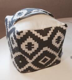 Modern Nazca Grey & White Geometric South American Inspired Pattern Fabric Door Stop Holder Home, Office - thumbnail 1