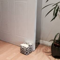 Modern Nazca Grey & White Geometric South American Inspired Pattern Fabric Door Stop Holder Home, Office - thumbnail 2
