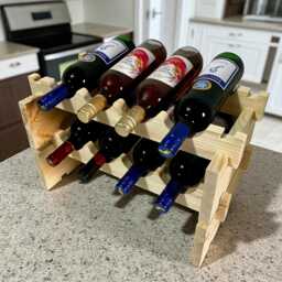 Modular Wooden Wine Rack, Expandable 8-16 Bottle Storage