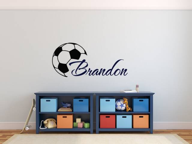Personalized Soccer Name Wall Decal - Boys Sports Room Decor P158 - image 1
