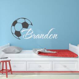 Personalized Soccer Name Wall Decal - Boys Sports Room Decor P158 - thumbnail 2