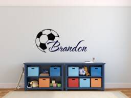 Personalized Soccer Name Wall Decal - Boys Sports Room Decor P158 - thumbnail 1