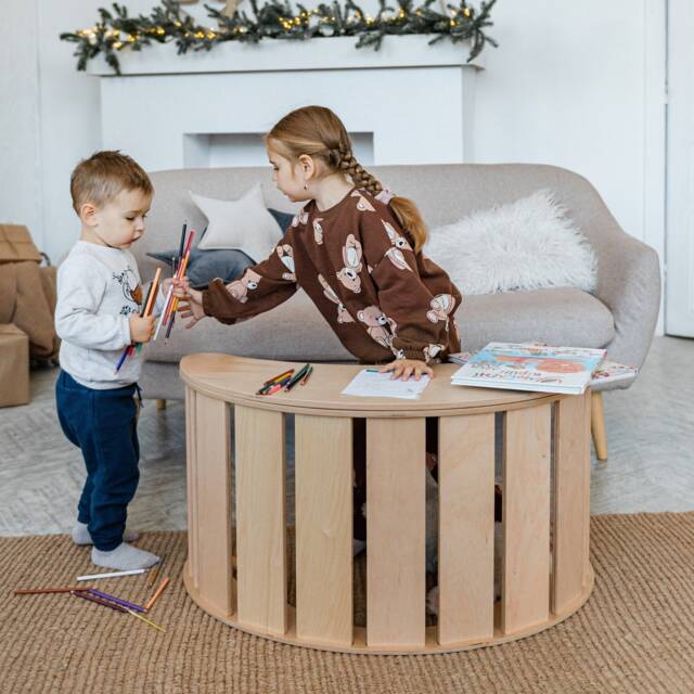 Montessori Rocker Climbing Arch With Table Top, Toddler & Kids Activity Table, Wooden Furniture, 1st Birthday Gift - image 1