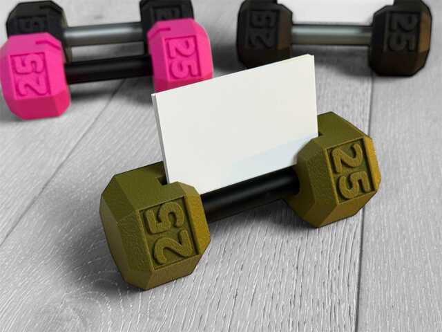 Dumbbell Business Card Holder - Personal Trainer Gift Gym Fitness Desk Accessory Chiropractor - image 1