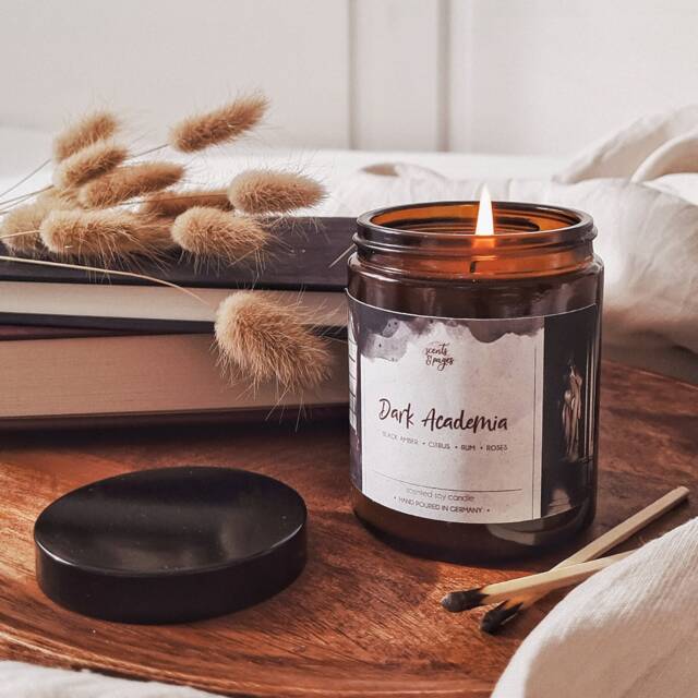 Dark Academia Candle, Citrus, Rum & Roses Scent, Bookish Decor, Gift For Readers - image 1