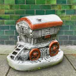 Concrete Wagon Sculpture Rustic Gipsy Caravan Figurine Stone Cart Statue Handmade Rustic Ornament Cement Country Art Gift - thumbnail 1