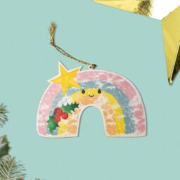 Pastel Rainbow Christmas Tree Decoration, Holly Bauble, Pastel Rainbow Thanks Giving Rainbow, Plywood - thumbnail 3