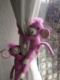 Crochet Monkey Curtain Tie Backs, Nursery Decor, Baby Shower Gift