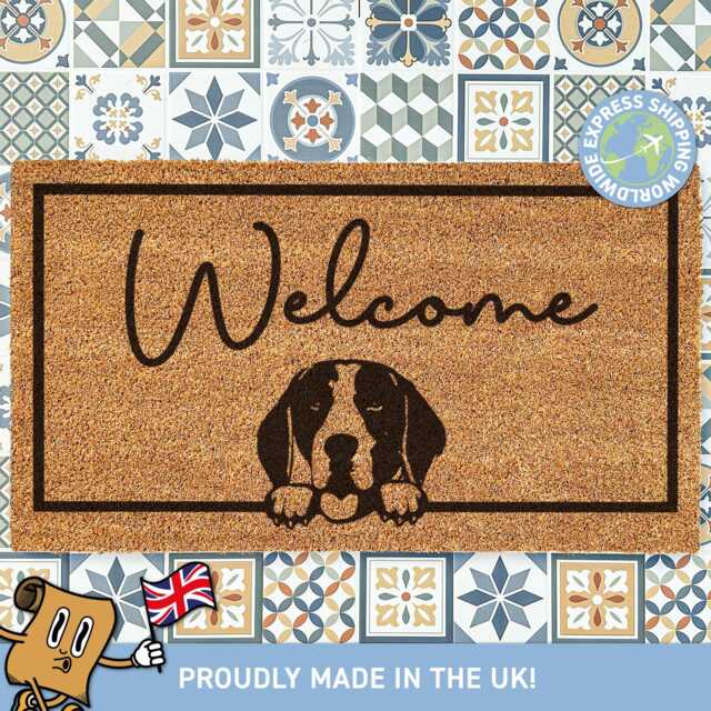 Cute Beagle Welcome Doormat, Personalized Customised Pet Gift, Dog Picture, Personalised Door Mat - image 1