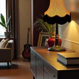 Vintage Handmade Ochre Gold Animal Print Lampshade With Black Fringe, Made in The UK - Animal Fabric Lamp Shades - thumbnail 3