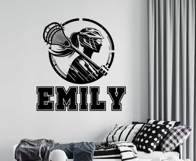 Custom Name Lacrosse Player Wall Decal Girls Room Decor 1045 - image 1