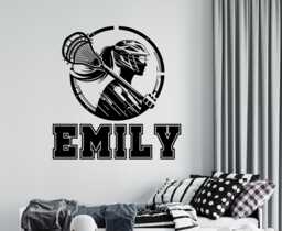 Custom Name Lacrosse Player Wall Decal Girls Room Decor 1045 - thumbnail 1