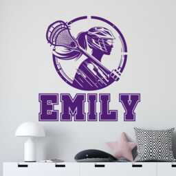 Custom Name Lacrosse Player Wall Decal Girls Room Decor 1045 - thumbnail 3