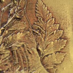 Unique Home Office Decor Bas Relief Wall Sculpture Autumn Grasses & Ferns Original Art Piece Nature Garden Enthusiast Gift Idea Gold Tile - thumbnail 2