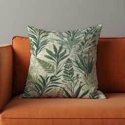 Green Botanical Cushion Cover, Leaf Pattern Throw Pillow Decorative Sofa Pillowcase, Neutral Modern Home Decor - thumbnail 1