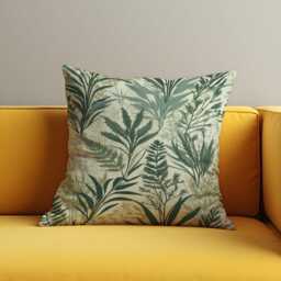 Green Botanical Cushion Cover, Leaf Pattern Throw Pillow Decorative Sofa Pillowcase, Neutral Modern Home Decor - thumbnail 4