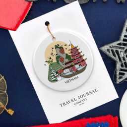 Vietnam Personalised Christmas Tree Ceramic Ornament Decoration Gift Present Xmas Bauble Decor Holiday Travel - thumbnail 3