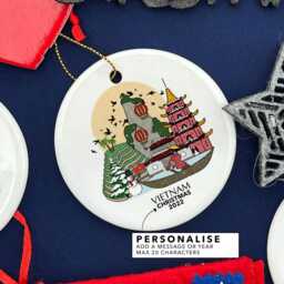 Vietnam Personalised Christmas Tree Ceramic Ornament Decoration Gift Present Xmas Bauble Decor Holiday Travel - thumbnail 2