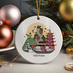 Vietnam Personalised Christmas Tree Ceramic Ornament Decoration Gift Present Xmas Bauble Decor Holiday Travel - thumbnail 1
