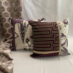 "Designers Guild Floral Linen Pillow Cover Bohemian Purple Accent - 16""x16" - thumbnail 3