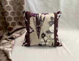 "Designers Guild Floral Linen Pillow Cover Bohemian Purple Accent - 16""x16" - thumbnail 1