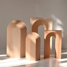 Beech Wood Arch Sculpture Minimalist Home Decor - thumbnail 2