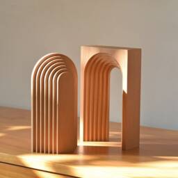 Beech Wood Arch Sculpture Minimalist Home Decor - thumbnail 3