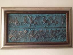 Bronze Bas Relief Wall Art Ancient Frieze Sculpture, Home Office Decor