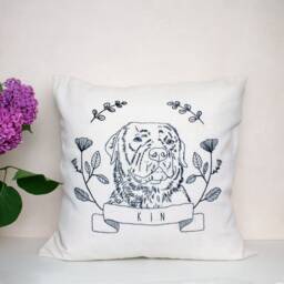 Embroidered Pet Portrait Pillow Custom Dog & Cat Memorial - thumbnail 1