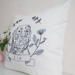 Embroidered Pet Portrait Pillow Custom Dog & Cat Memorial - thumbnail 2