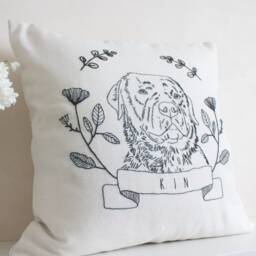 Embroidered Pet Portrait Pillow Custom Dog & Cat Memorial - thumbnail 3