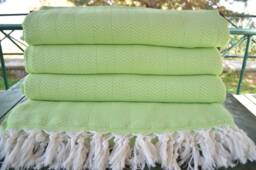 Herringbone Blanket, Pistachio Green Throw, 200cmx225cm, Bed Cover, Turkish Blanket, 79