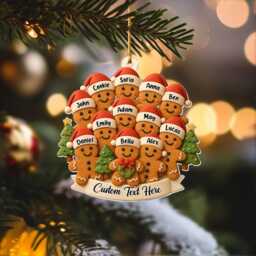 2D Flat Personalized Snowman Gingerbread Family Ornament, Reunion Keepsake, Christmas Gift With Grandkids, Xmas Tree Decor - thumbnail 2
